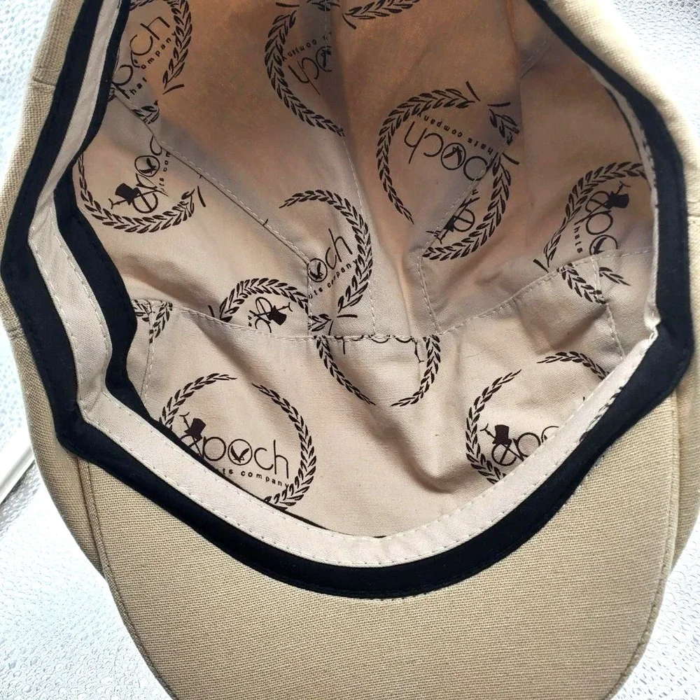 Epoch Hats Co Newsboy Flat Cap Mens S/M Beige Cotton Lined Driving Ivy‎ NWT